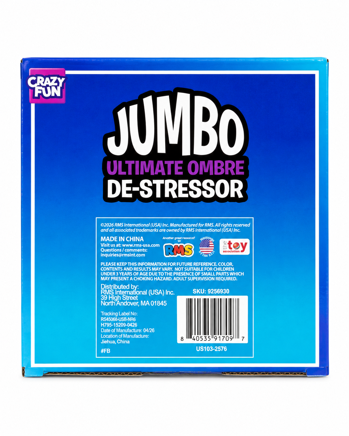 RMS Crazy Fun Jumbo Ultimate Ombre De-Stressor Ball