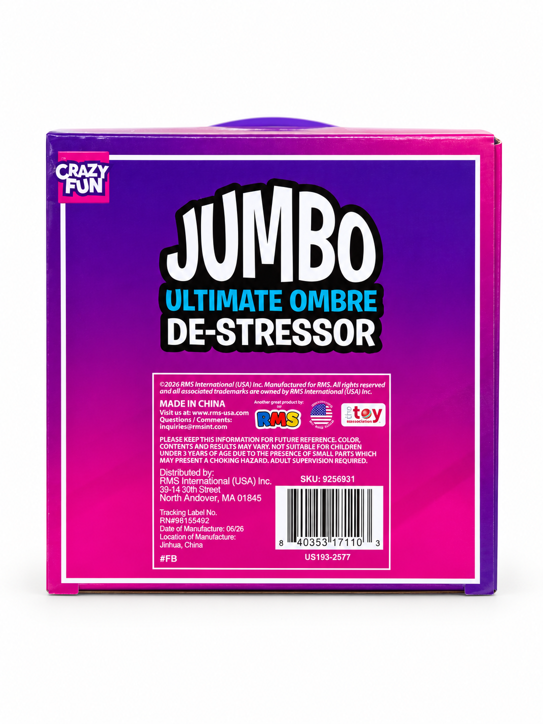 RMS Crazy Fun Jumbo Ultimate Ombre De-Stressor Ball
